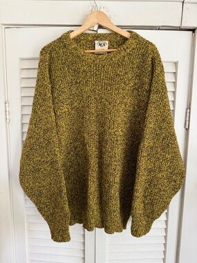Vintage ACA Joe Yellow & Black Oversized Sweater ~ Large USA Made 🇺🇸